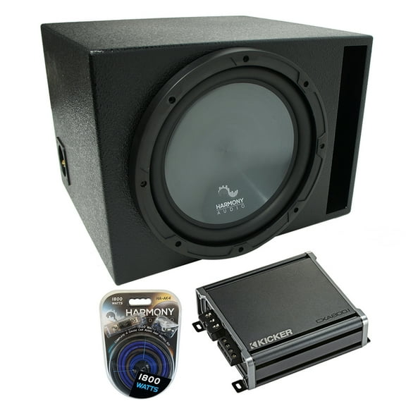 Universal Car Stereo Rhino Coated Ported 15" Harmony R154 Sub Box & CXA800.1