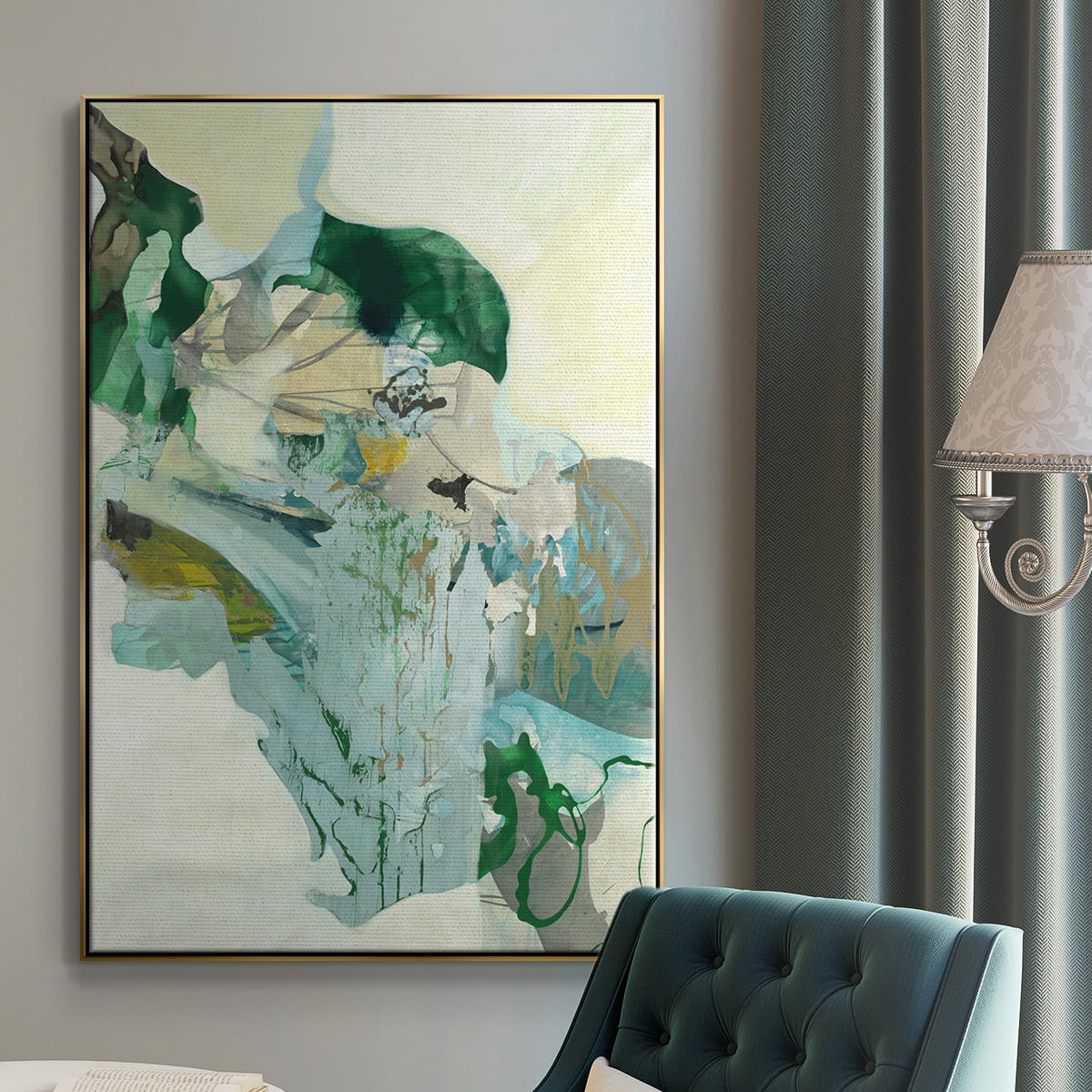 Ivy Framed Premium Gallery Wrapped Canvas - Ready to Hang - 25 x 37 - Gold Floating Frame