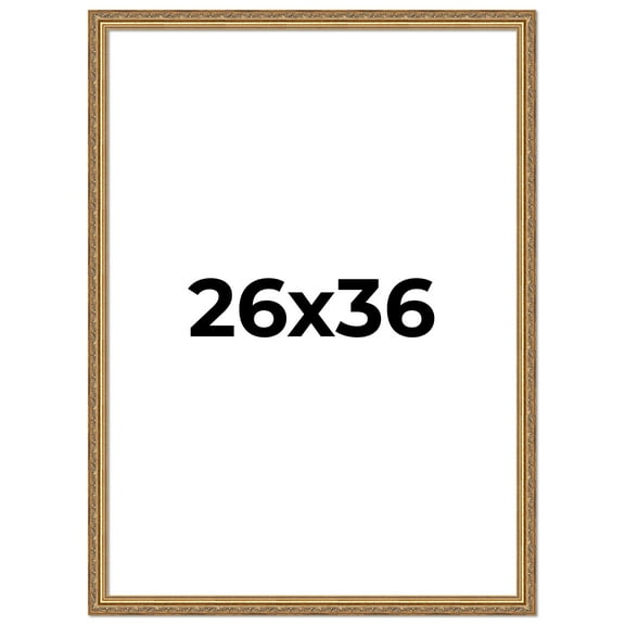 26x36 Frame Gold Solid Wood Picture Frame Width 1.25 Inches | Interior Frame Depth 0.375 Inches |
