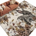 thumbnail image 2 of Rectangle Area Rug 6x9ft,Vintage Rabbits Cotton Washable Carpet Non-Slip Runner Accent Rugs Indoor Floor Mat for Bedroom Living Room Decor,Countryside Pine Fruit on Linen, 2 of 9