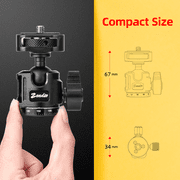 Zeadio Phone Tripod Mount, 360° Rotation Cell Phone Holder Clamp with Dual Rotatable Cold Shoe & 1/4 Thread, Compatible with Smartphone, Camera Hot Shoe, Tripod, Selfie Stick