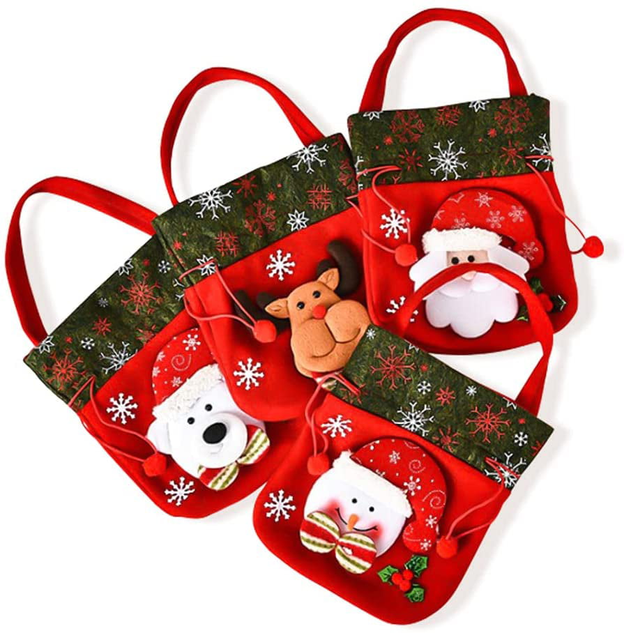 10 Christmas Party Lunch Boxes Childrens Treats Bags Santa Fillers Snow Xmas Fun 
