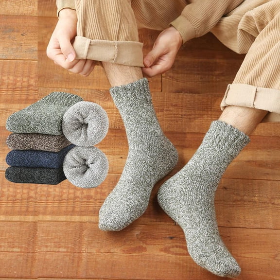 5 Pairs Wool Hiking Socks for Men Thermal Winter Warm Moisture Wicking Cushion Boot Socks