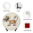 thumbnail image 4 of Cauagu Brown Cat Cartoon Print Bone China Decorative Plate, Wall Mount Plate Holiday Decor Decorative Ceramic Plates with Stand Elegant Household Plates Decorative-6in, 4 of 6