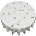 thumbnail image 4 of Spring Summer Wild Flowers Table Cloth Pink Blue Floral Plant Decorative Tablecloth Round 60 Inch Vintage Green Leaf Washable Table Cover For Holiday Party Home Kitchen Dinning Room Picnic Decor, 4 of 6