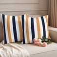thumbnail image 2 of Burnt Orange Navy Blue Striped Outdoor Waterproof Pillow Covers, Farmhouse Stripe Art Decorative Square Throw Pillowcase Sofa Cushion Sham for Patio/Couch/Chair, 20"x20" 2 Pack, 2 of 8