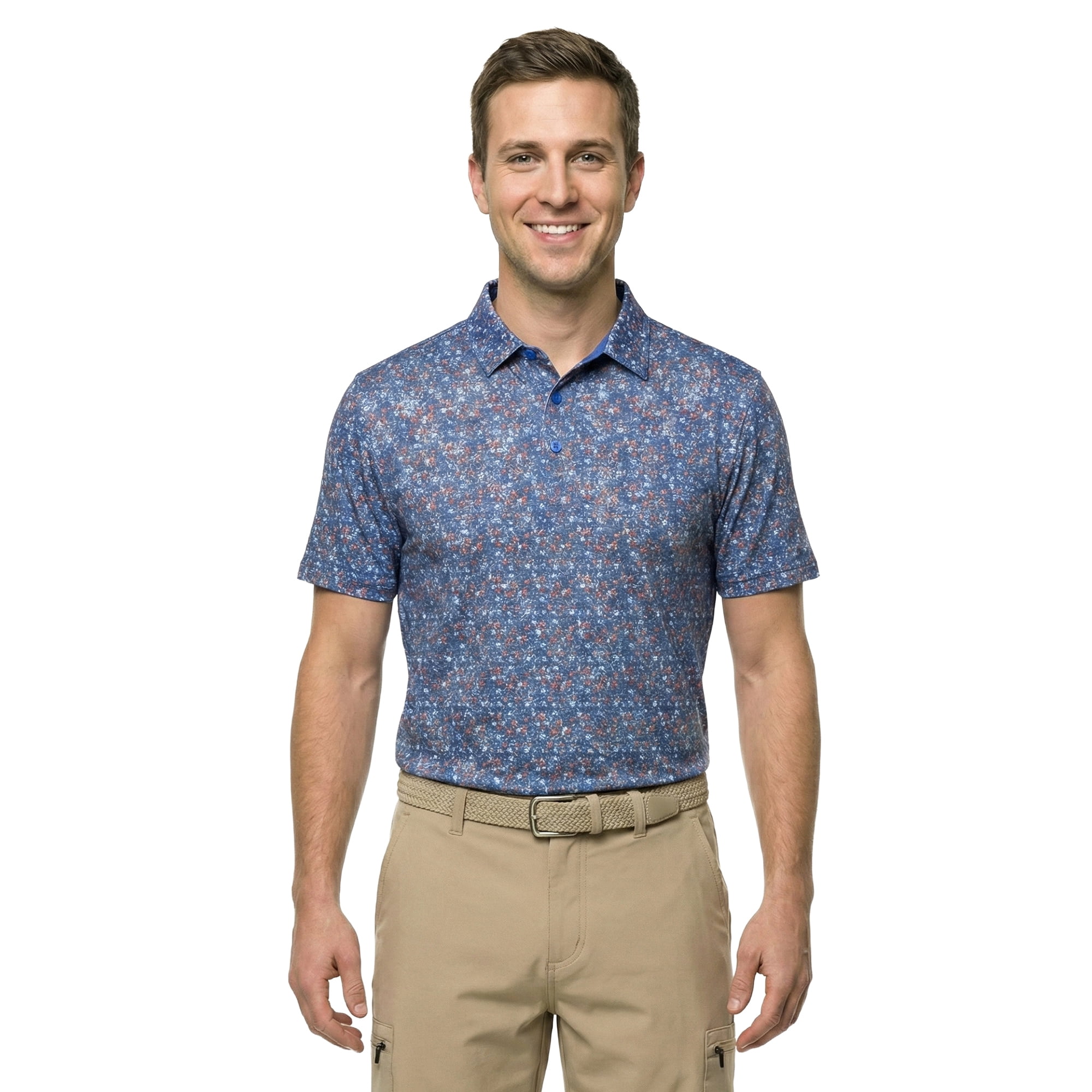 Birdie Bound Men's and Big & Tall Liberty America 250 Blossoms Print Polo Top, Sizes XS-4XLT