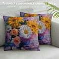 thumbnail image 3 of JRXY  Watercolor Flower Pillow Sham, Bouquet of Rose Daisy and Gerbera Flowers Impressionist Style, Decorative Standard Size Printed Pillowcase,Orange Purple White, 3 of 5