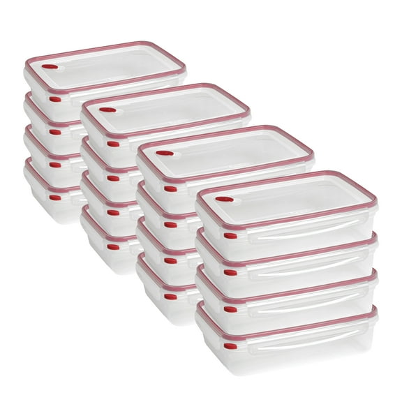 Sterilite 16 Cup Rectangle UltraSeal Food Storage Container, Red (16-Pack)