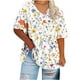 thumbnail image 2 of Camiseta de Base de Impresión de Manga Corta con Cuello en V para las Mujeres, Más Tamaño Estante de Imitación Casual Superior, 2 of 9