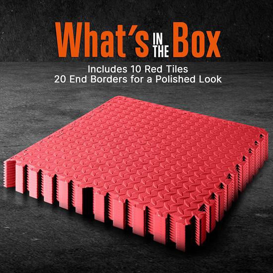 Thick Puzzle Exercise Mat, 10 Pcs EVA Foam Interlocking Tiles for Gym Equipment and Cushion for Workouts, Durable Non-Skid Texture, Easy to Assemble, Red