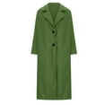 thumbnail image 4 of RYRJJ Women's Fall Winter Pea Coat Oversized Notched Collar Overcoats Woolen Open Front Button Down Long Trench Coat(Green,L), 4 of 6