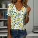 thumbnail image 2 of Blusa Zhyaj de manga corta con cuello en V y estampado floral bohemio para mujer, 2 of 6