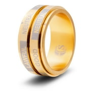 CritSuccess Alignment Dice Ring with Double Spinner (Size 13 - Stainless Steel - Gold)