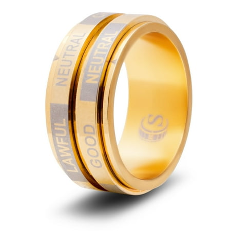 CritSuccess Alignment Dice Ring with Double Spinner (Size 13 - Stainless Steel - Gold)