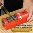 thumbnail image 2 of Automatic Kitchen Knife Sharpener, Electric Knife Sharpener for Kitchen with Diamond Abrasive Wheel, 3-Stage Precision Sharpening, Non-Slip Suction Base, for All Knives & Scissors (Red), 2 of 8