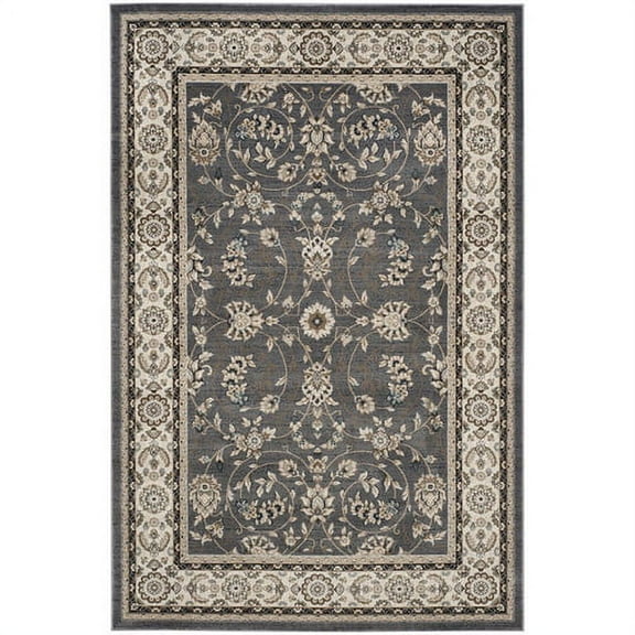 SAFAVIEH Lyndhurst Janel Traditional Bordered Area Rug, Grey/Cream, 8'11" x 12'