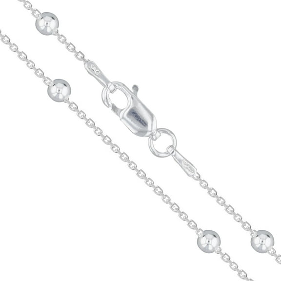 Sterling Silver Bead Cable Chain 1.2mm Solid 925 Rolo Link Necklace 16" Jewelry Female Unisex