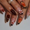 thumbnail image 2 of Cross-border hot sale almond fake nails fashion zebra striped temperament flower removable wearable nail finished product wholesale, 2 of 7
