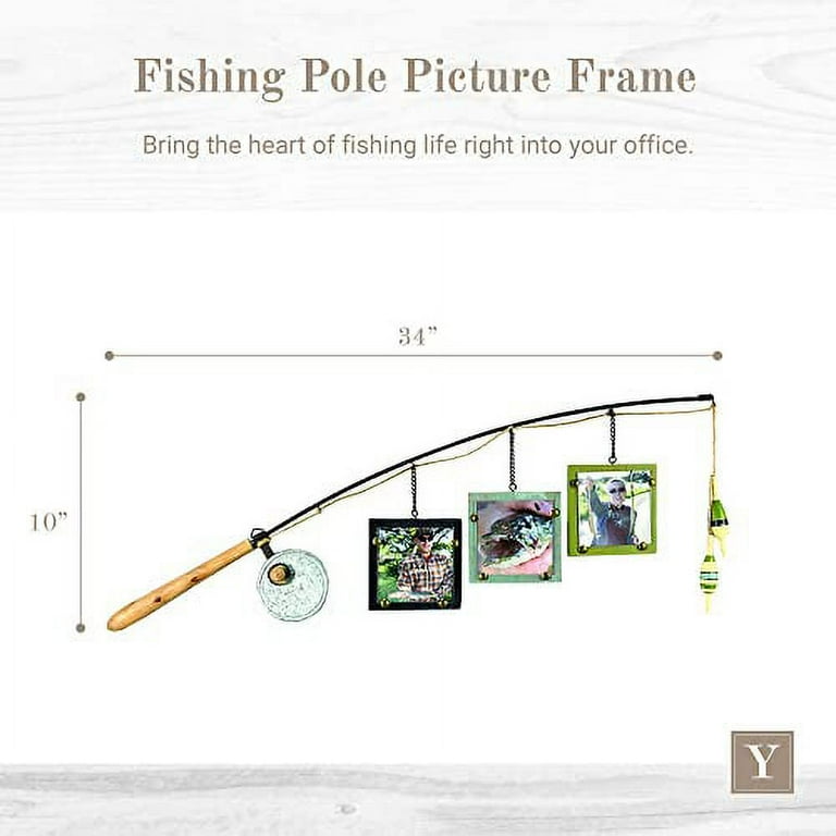 Youngs 14145 Fish Pole Triple Photo Frame Wood