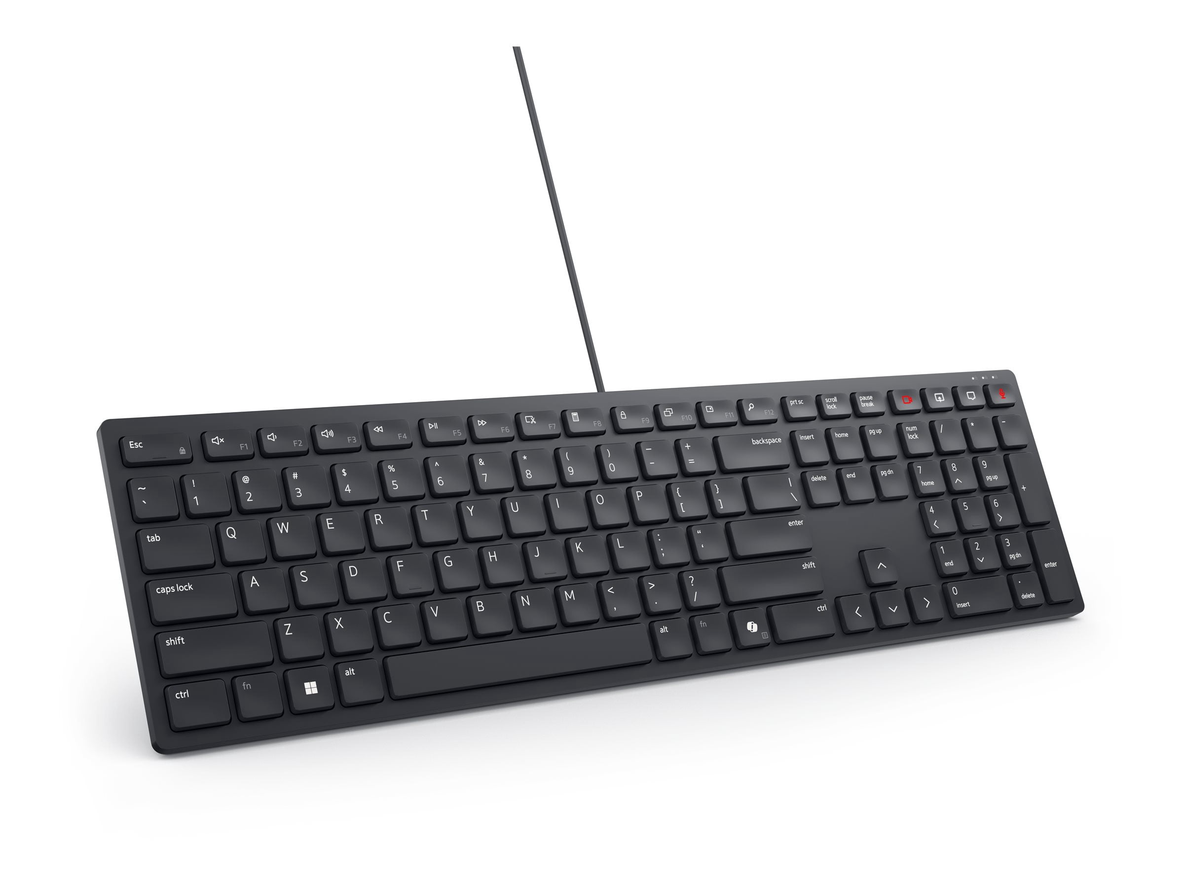 Dell Wired Collaboration Keyboard - KB525C - Cable Connectivity - Full-size - USB Type C, USB Type A Interface - 15 Hot Key(s) - Screen Sharing, CoPilot, Video On/Off, Chat, Collaboration, Micropho...