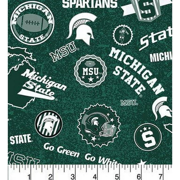 Michigan State 100% Quilting Cotton Fabric, by the yard