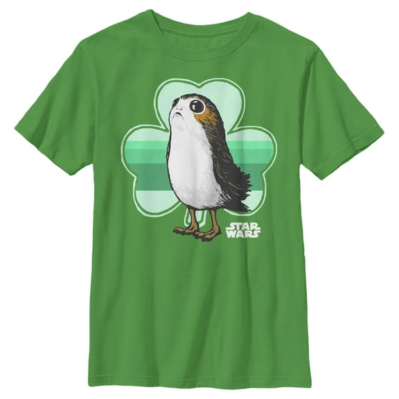 Boy's Star Wars St. Patrick's Day Porg and a Shamrock Graphic Tee Kelly Green X Large