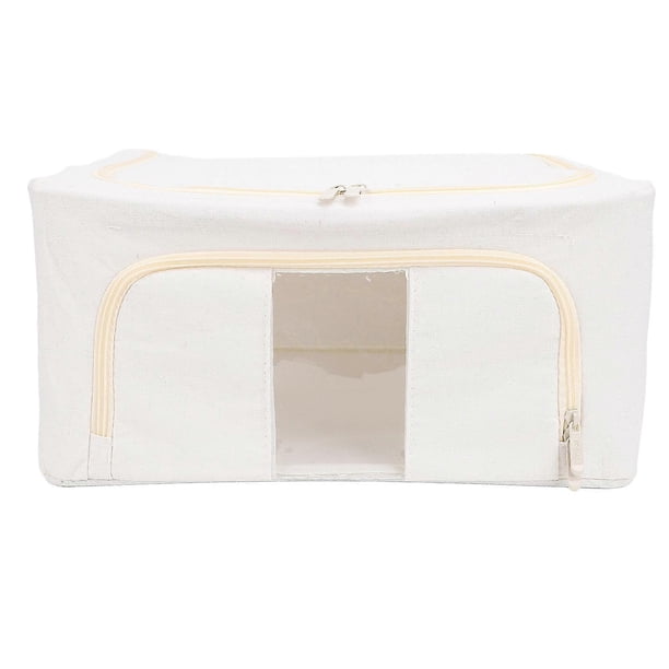 Fabric Storage Bins, Multi-Functional, Large Capacity, Foldable, Thick, Cotton and Linen, with Steel Frame, for Clothes, 100L, 60 x 42 x 40 cm