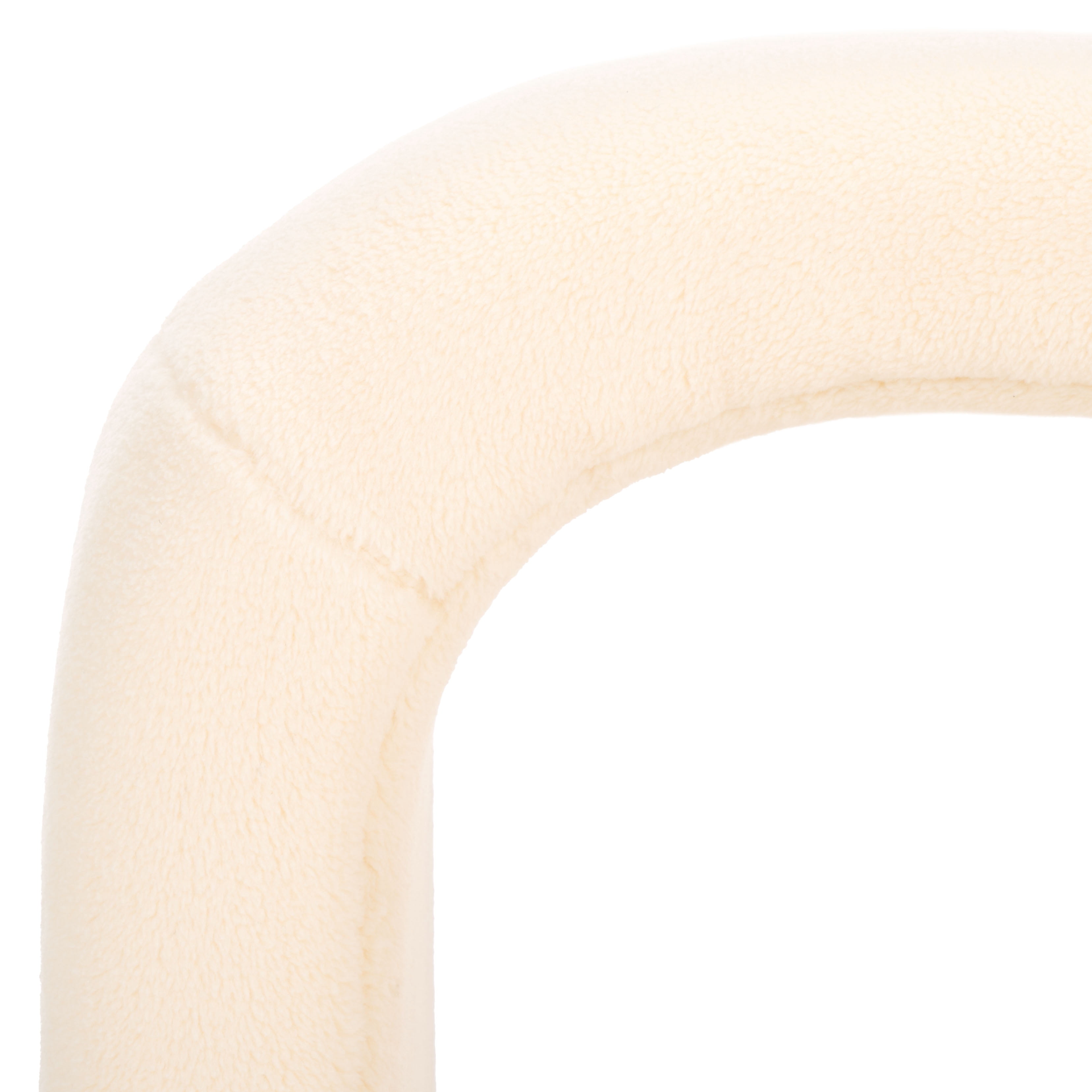 SAFAVIEH Kibo Modern Faux Shearling Ottoman, Cream