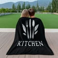 thumbnail image 2 of 1pc Suige Home Kitchen-Themed Flannel Throw Blanket - Black & White Cooking Design with Utensils & Kitchen Text, Soft All-Season Couch Bedspread for Home, Camping, Housewarming Gift - Machine Washabl, 2 of 10