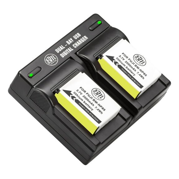 BM Premium 2 Pack of NP-85 Batteries and Dual Bay Charger for Fujifilm FinePix S1 SL240 SL260 SL280 SL300 SL305 SL1000 Digital Cameras