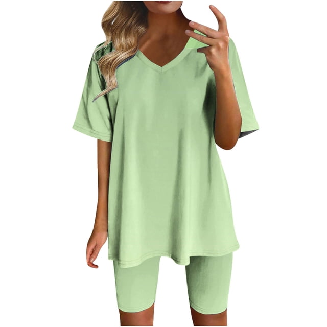 Blusas para las Mujeres Casual, Cuello en V de Manga Corta Impresa Superior Y Suelto Pantalones Cortos, Conjuntos de Moda de Verano