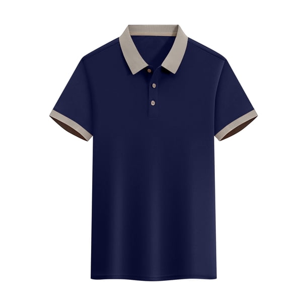 pstuiky Camisa de manga corta para hombre, Camisa informal de verano con solapa y botones de color liso para hombre camisetas de hombre l
