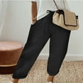 thumbnail image 2 of Lmnyox Cotton Linen Capris for Women Wide Leg Drawstring Capri Pants with Pocket Summer Casual Beach Capris, 2 of 6