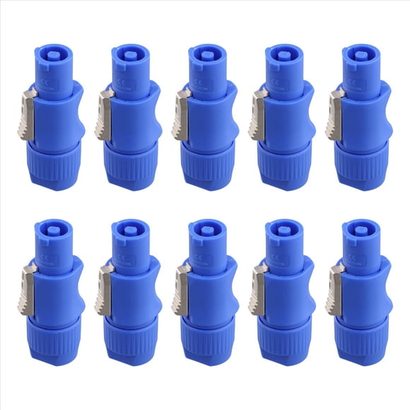 Conector Powercon Macho de 3 Pines 10 Piezas, Entrada Señal para Luz Haz, Alimentación Escenario