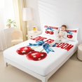 thumbnail image 4 of Manfei Love Freedom Print Twin Sheet Sets,Cute Stars Bowtie Ribbon Twin Fitted Sheet,Red Sweet Cherry Flat Sheet For Girls Teens,Breathable Home Decor,3 Pieces, 4 of 7