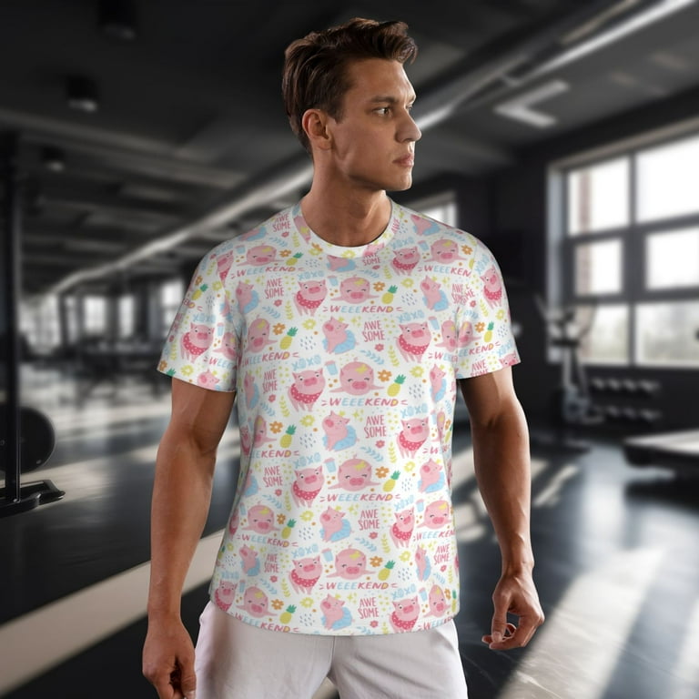 【U LAN】Earty Overfit Pig Short Sleeve Tee Ocsxa Cute Pig Print Dry Fit Moisture Wicking Short Sleeve