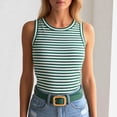thumbnail image 5 of WAYUTE Women's Tank Tops Casual Striped Print Round Neck Sleeveless Slim Fit Nightwear Breathable Basic Top Summer Daily Wear, 5 of 6