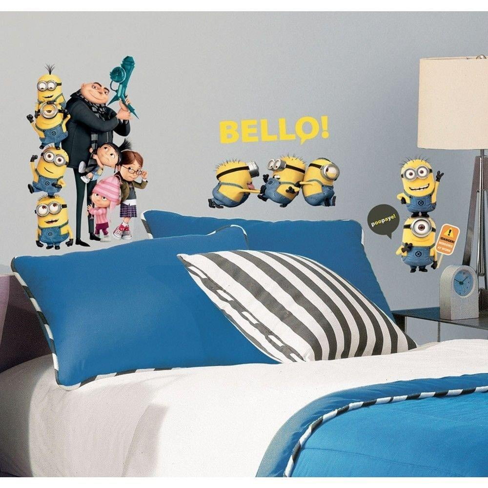 24 New O31 New DESPICABLE ME 2 MOVIE WALL DECALS Gru & Minions Stickers Kids Room Decoruter Space Wall Decals Planets Sun Stars Rocketship Stickers Decor
