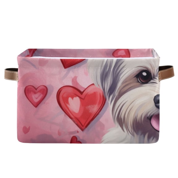 Dog Hearts Pink Storage Bins Baskets With Handles Storage Box Clothes Organizer Organization Toys