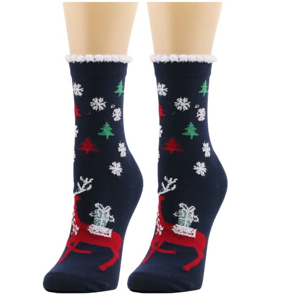JeashCHAT Women Cute Christmas Vintage Printing Thicker Socks Long Sock Comfortable Socks