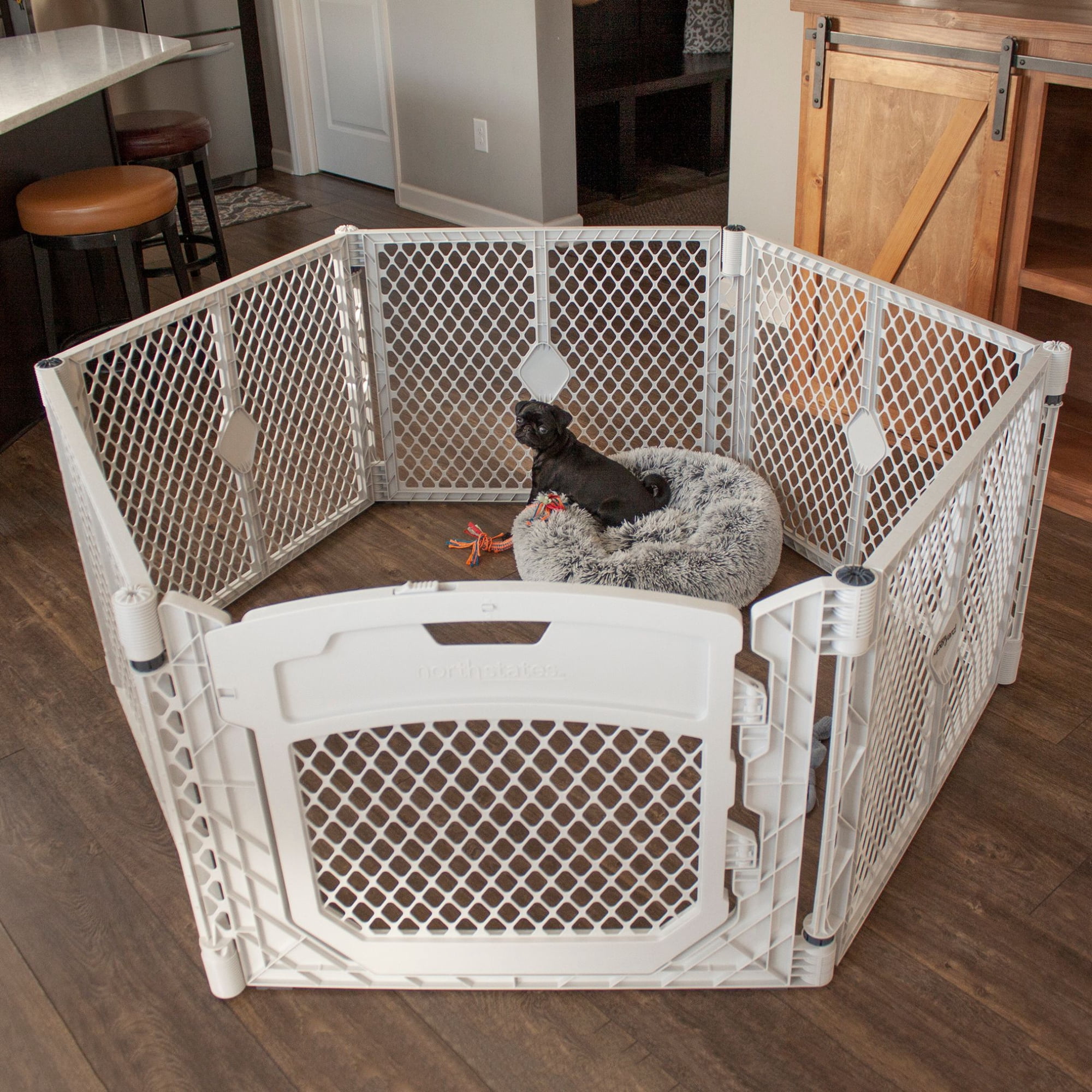 North States MyPet Plastic Petyard Plus Indoor and Outdoor Playpen for Small and Medium Dogs, Gray