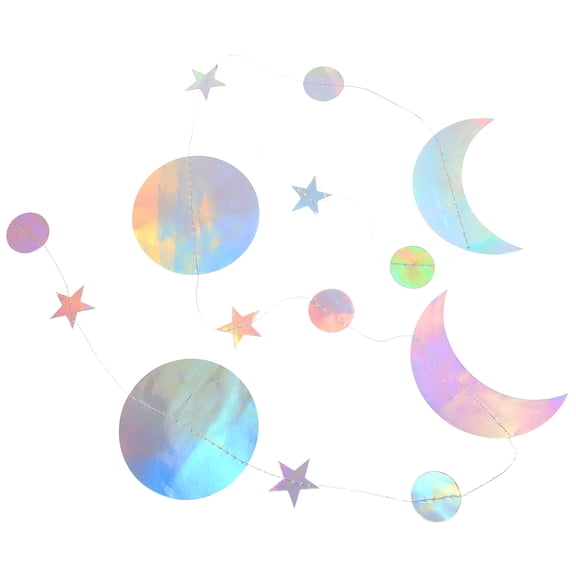 HAMPPLIES 1 Pack Star and Moon Paper String Banner, Assorted Colors, 3.54x3.54in, Party Supplies for Birthday and Wedding Decorations