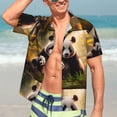 thumbnail image 5 of KLL Men's Hawaiian Shirt Short Sleeve Button Down Beach Shirts-Forest Panda, 5 of 5
