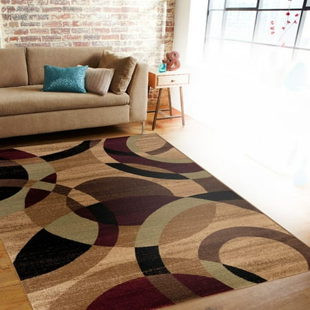 World Rug Gallery Contemporary Modern Circles Area Rug, 5 x 8