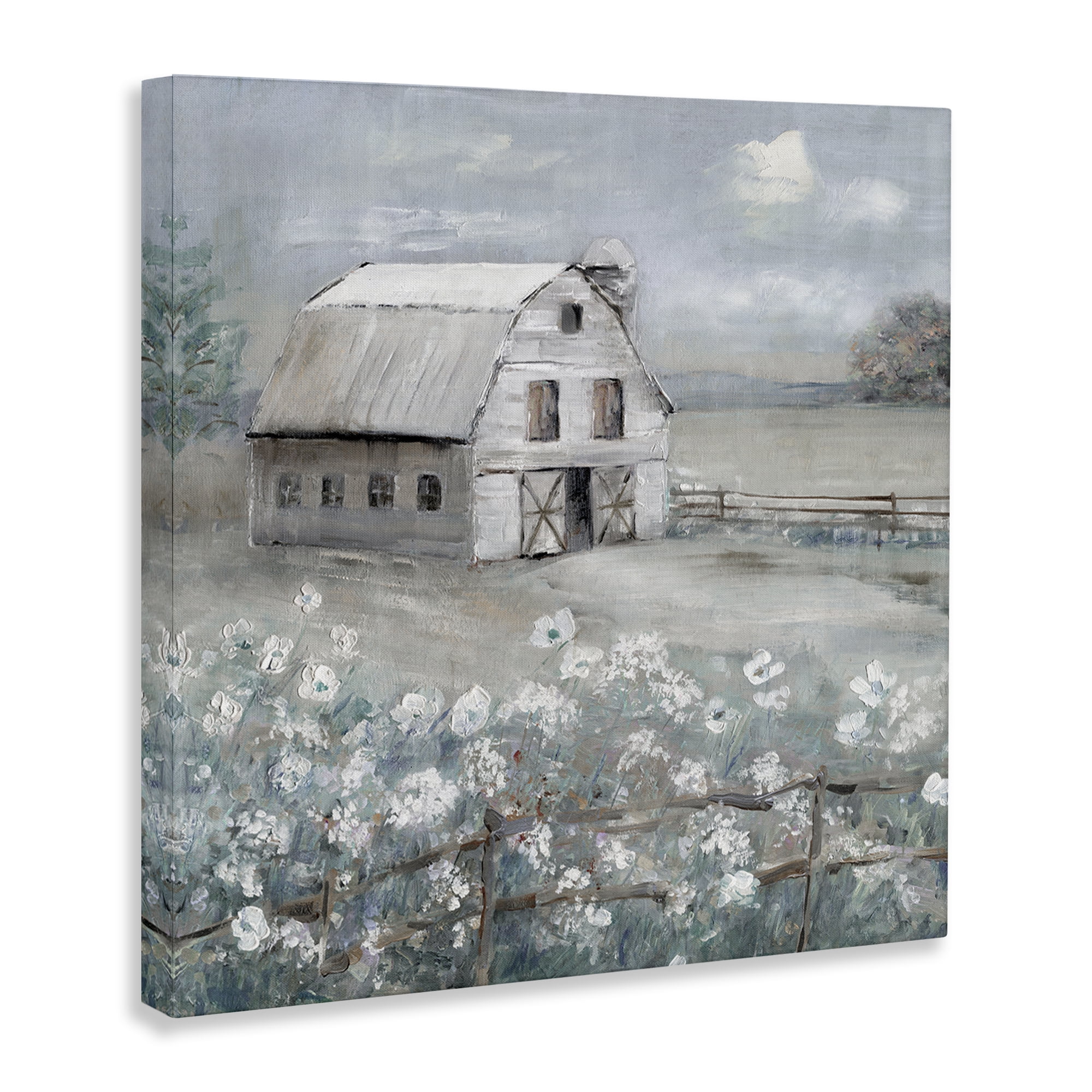 Stupell Industries Traditional Barn & Meadow Landscape & Nature Painting Wrapped Canvas Art Print Wall Art, 36 x 36