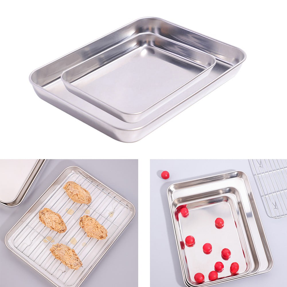Suwimut Baking Sheet Set of 4, Heavy Duty Stainless Steel Baking Pans Tray  Cookie Sheet, Toaster Oven Tray Pans Half Sheet Pan for Baking, Non Toxic