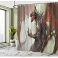 thumbnail image 5 of Ambesonne Myth Shower Curtain, Creature Dragon, 69"Wx70"L, Grey Red, 5 of 5