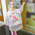 thumbnail image 4 of Lilgiuy Toddler Boys Girls Clear Long Raincoat Cute 3D Cartoon Transparent Windproof Reusable Rain Coat with hood and Backpack Position for Outdoor Hiking Touring Pink(2-8Years), 4 of 5