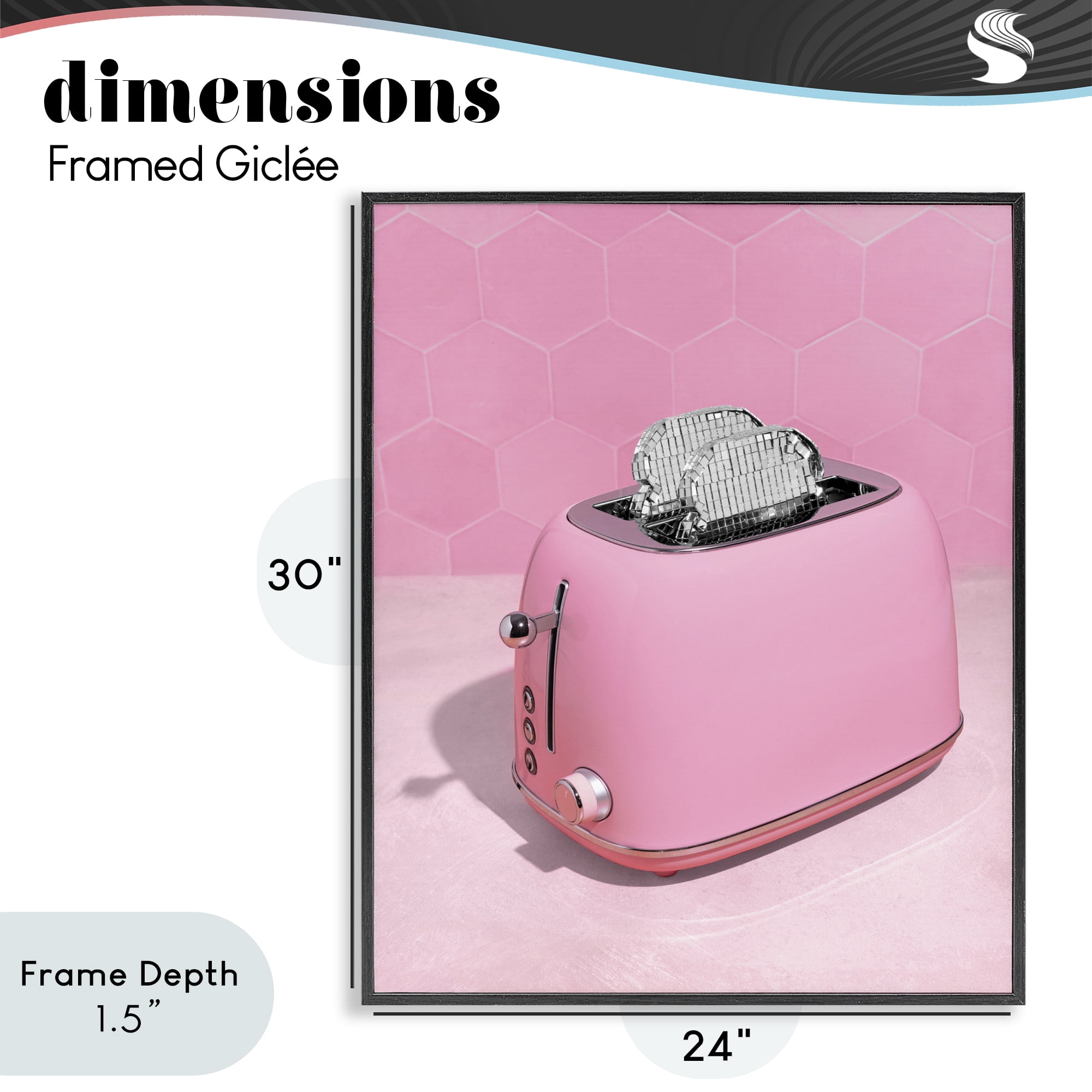 Stupell Industries Disco Toaster over Pink Black Framed Giclee Art, design by LISH Creative